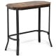 Narrow end side sofa table with rustic brown engineered wood tabletop and heavy-duty steel frame, ideal for living.